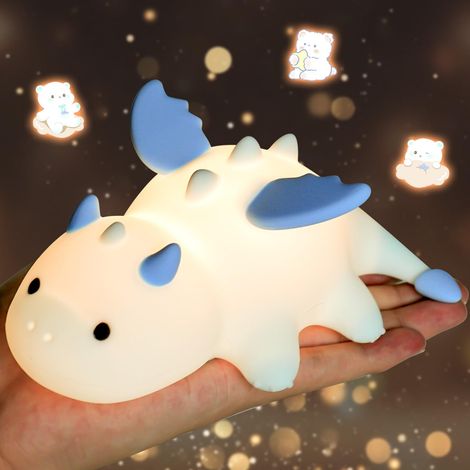 Veilleuse LED Bébé Silicone Souple,Lampe Enfant Rechargeable USB,3 Modes d'Intensité,7 Couleurs Changeantes,Décor Chambre Bébé - Bleu (1/5)