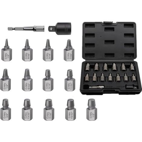 15-teiliges Doppelkopf-Schraubenausdreher-Set, Easy-Out-Schraubenentferner-Set, 3/8-Zoll-Antrieb, Sechskantkopf, Multi-Spline zum Entfernen von abisolierten, gebrochenen, verrosteten Bolzen
