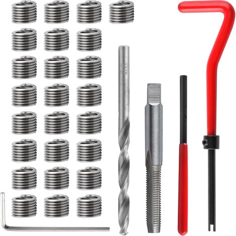 Kit de reparación de roscas M6 x 1,0 mm, kit de reparación de roscas helicoidales, broca helicoidal, kit de reparación de roscas métricas, kit de herramientas de reenroscado portátil