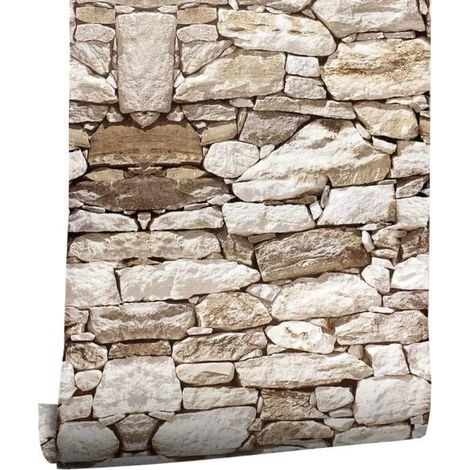 Papier Peint Auto-adhésif - OUTAD - Effet Brique Pierre - 45cm x 600cm - Imperméable - Facile à Installer (1/4)