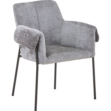 SARA Chaise en tissu gris clair pieds en métal noir (1/5)