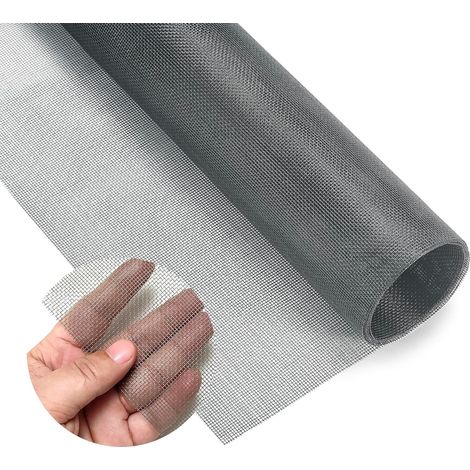 Moustiquaire Fenêtre 120 x 250cm Fibre de Verre Moustiquaire Maille Écran Anti Moustique Mouche Insecte pour Porte Fenêtre Baie Vitrée(Gris) (1/5)