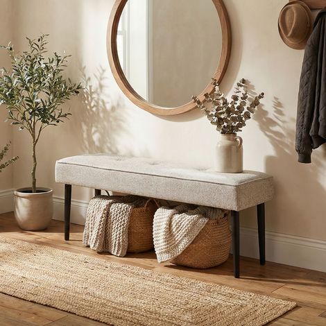 Banc 140x36x48 cm en tissu beige et noir - NAZCA