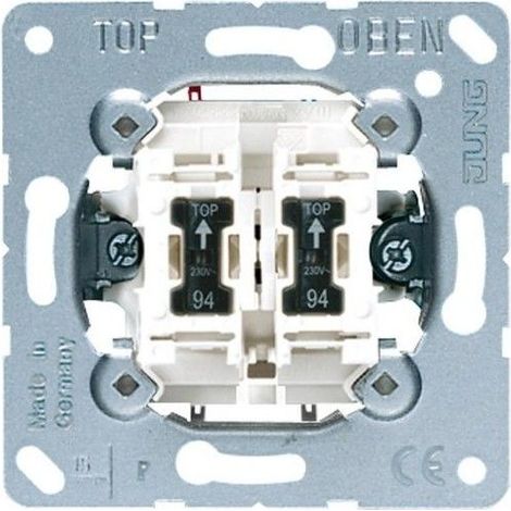 Jung Interruptor basculante de control (mecanismo) 10 AX 250 V, serie con 2 lámparas de neón Art.-Nr.: 94 505 KOU 5