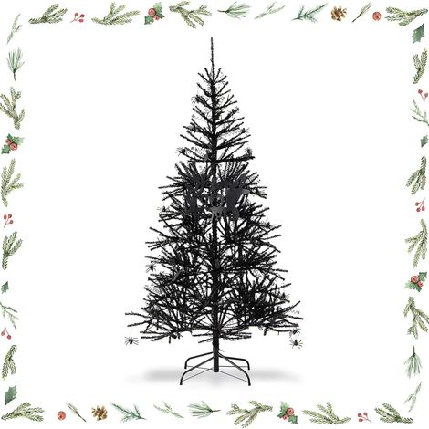 GOPLUS Sapin d’Halloween Artificiel avec Structure d’Arbre Automatique, 183CM Arbre de Décoration avec 250 Lampes et Ornements LED, 791 Embouts de Branches en PVC et Pendentifs Riches (1/5)