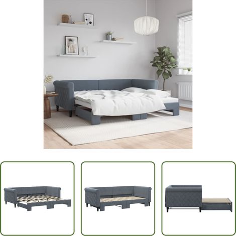vidaXL Sofa-Bett - Tagesbett Ausziehbar Dunkelgrau 90x190 cm Samt (1/5)