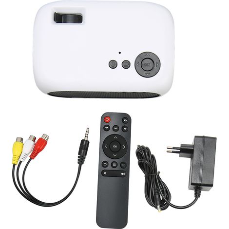Projecteur Mini Portable M24 Son Surround 360° Multifonction Home Cinéma 100‑240V Blanc Prise EU (1/5)