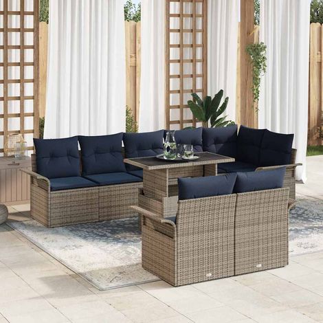 Ensemble de canapé de jardin 9 pcs Gris Poly Rattan vidaXL (1/5)