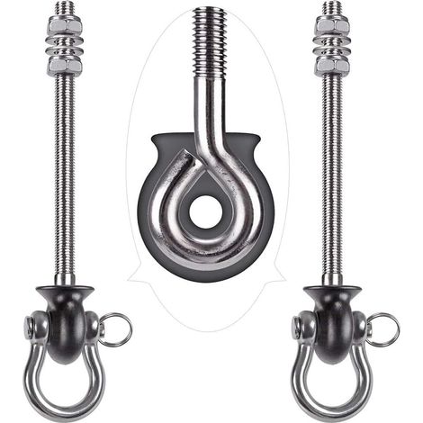 2pcs Crochet de Balançoire, 24.5cm Accroche de Hamac Fixation Fauteuil Suspendu de 180 Pivot Ensemble Plafond Poutre Chaise de Yoga Sac de Frappe Materiel de Suspension, 1500lbs (1/5)