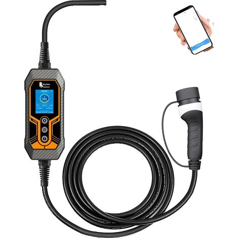 Chargeur EV Portable, Contrôle Wi-Fi, Courant Ajustable, 7KW 5m Aucune Adaptateur, TYPE2 (1/2)