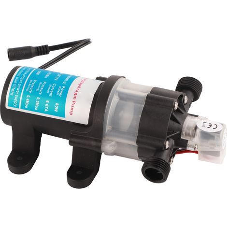 Pompe surpresseur autoprimeuse automatique silencieuse électrique mini à membrane avec filtre amovible 12V DC 80W (1/5)
