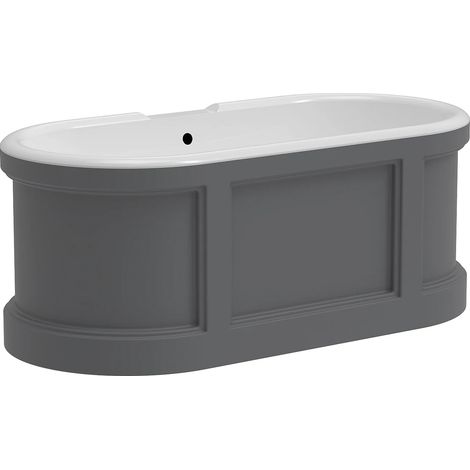 Vasca da bagno freestanding in stile country chic - 152 x 74 x 60 cm - Grigio opaco - 161 L - CAVASO (1/5)