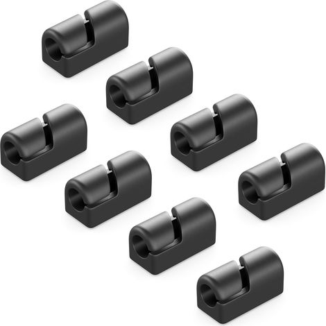 Lot de 8 Supports de Câbles Serre-câbles Autocollants Gestion des Câbles Serre-câbles Guide-câbles Organisateur de Câbles Support de Câbles Fixation de Câbles Maison Plinthe Silicone Noir (1/5)