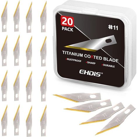 20 pcs Lame Scalpel de Rechange, Lames en Titane Robustes, Lame de Antirouille, pour Cutter de Précision, Scalpel Chirurgical, Scalpel Modelisme, 11
