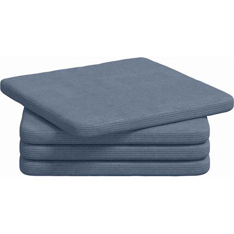 Seat Cushions 4 pcs Blue 40 x 40 x 3 cm Corduroy Fabric vidaXL