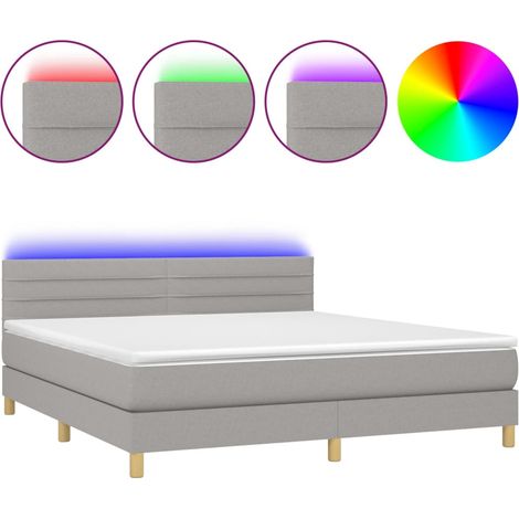 Maison Exclusive - Cama box spring con colchón tela y LED gris cl