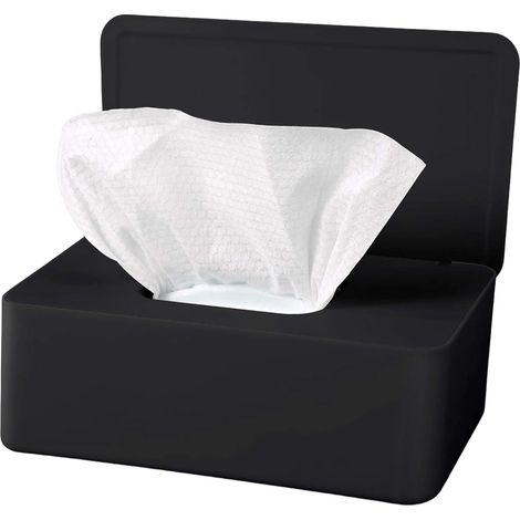 Boîte étanche avec couvercle noire – anti-poussière, pour lingettes/voiture/bureau (1/5)
