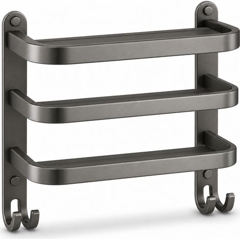 Wall-Mounted Towel Rail without Drilling 3 Bars Bathroom 30 cm (1/5)