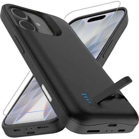 Coque Batterie pour 17(6.3"), Véritable 8500 mAh Coque de Chargeur étendue Fine Rechargeable avec Support, Protection Portable avec Batterie de Secours pour 17, Noir (1/5)