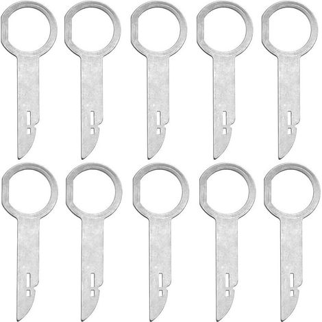 10 pezzi di staffe di sblocco per autoradio con chiave di rimozione per 6000 CD, cassetto frontale Sony a 6 dischi, estrazione chiave autoradio compatibile con Ford Focus Mondeo Audi Mercedes (1/5)
