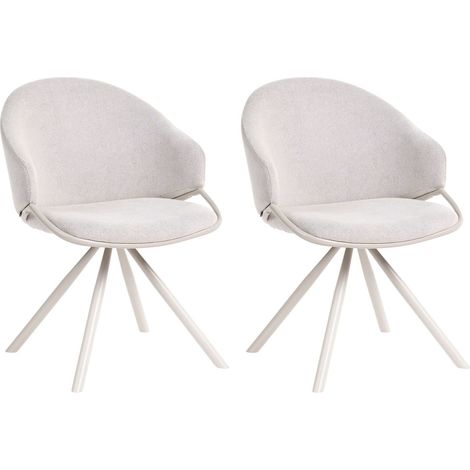 Lot de 2 Chaises de Salle à Manger Moderne Scandinave Assise en Tissu Hydrofuge Pieds en Métal Blanc Cassé Mystic (1/5)