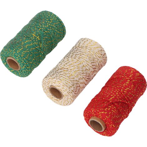 rouleaux de corde de chanvre de Noël, 2 mm de diamètre, 328 pieds par rouleau, coupeable, corde cadeau légère pour emballage DIY. (1/5)