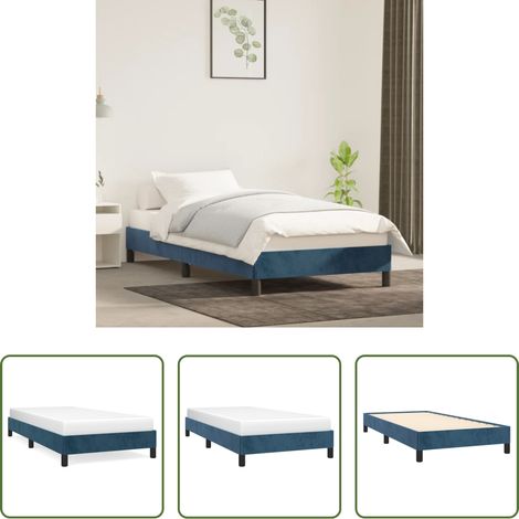 Samtbett - Bettgestell ohne Matratze Dunkelblau 80x200 cm Samt (1/5)