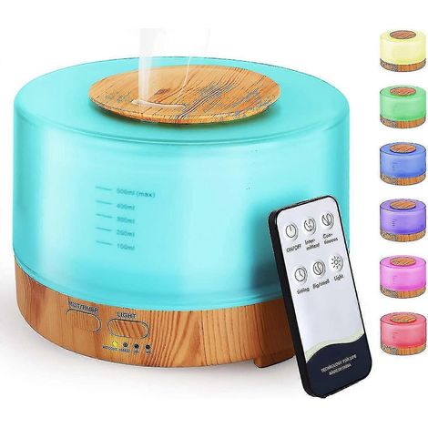 Humidificateur 500 Ml Avec Minuterie, Diffuseur D'aromathrapie Ultrasons Led Avec 7 Couleurs Pour Bureau, Yoga, Spa, Chambre (1/5)