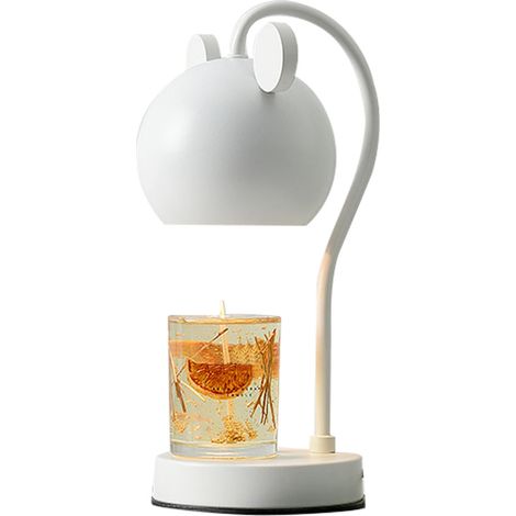 Ortviai Brûleur Électrique pour Bougies Parfumées – Lampe Chauffante Réglable avec Gradateur, en Fer, Blanc (1/5)