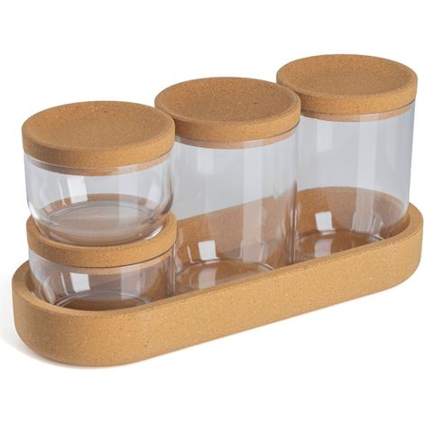 Organizador de cosm茅ticos de 5 piezas con base de bamb煤