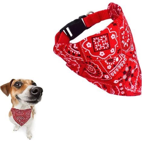 Ajustable Bandana Triangle pour Animaux Compagnie, Bandana Chien Écharpe, Écharpe pour Chien Chat, Foulard Accessoires pour Animaux, Rouge L (1/5)