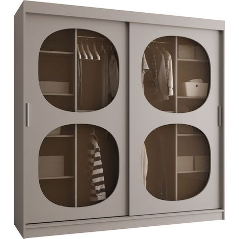 Armoire Hartford 531, Cachemire, 200x200x62cm, Portes d'armoire: Coulissantes, Nombre d'étagères: 9