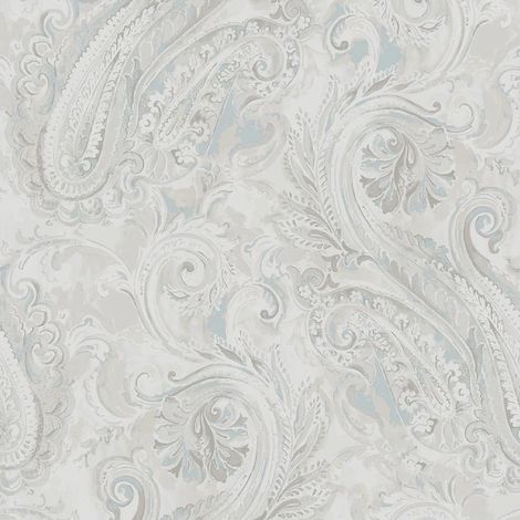 Classic Paisley Wallpaper Damask Ornate Classic Vintage Blue Grey Traditional (1/4)