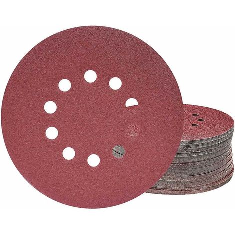 25 coussins de meulage ronds p120 10 trous, disques de meulage de 225 mm pour ponceuses à col long, ponceuses à parois sèches et ponceuses à girafes