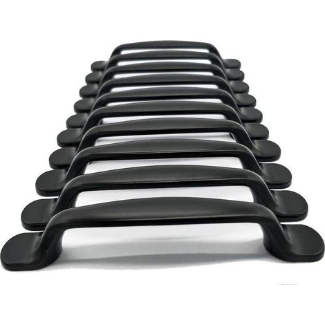 20x Poignée de Porte Cuisine Armoire Placard Tiroir Chambre Meubles Tirer Entraxe 96mm, Aluminium Noir (1/4)