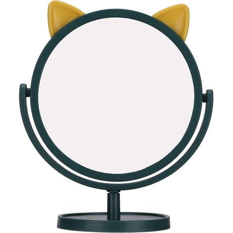 1 Miroir de maquillage, design oreilles de chat, verre transparent, réglable, compact, pour salle de bain et voyage (1/5)