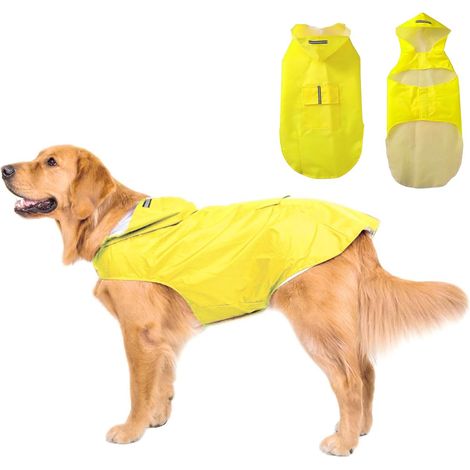 1 Manteau Chien Imperméable, Capuche Aérée, Bandes Réfléchissantes, Pour Chiots Et Chiens De Toutes Tailles
