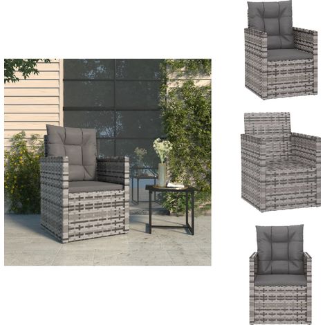 Fauteuil de jardin avec coussins Gris Résine tressée - Fauteuil De Jardin - Chaise De Jardin - Meubles De Jardin - Mobilier Extérieur - Résine Tressée (1/5)