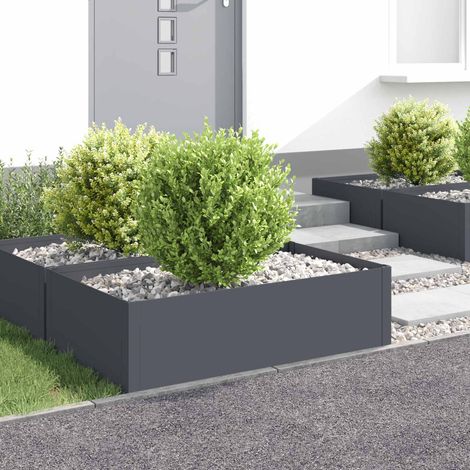 vidaXL Bordure de Pelouse 4 pc 100 x 60 x 35 cm Acier Anthracite (1/5)
