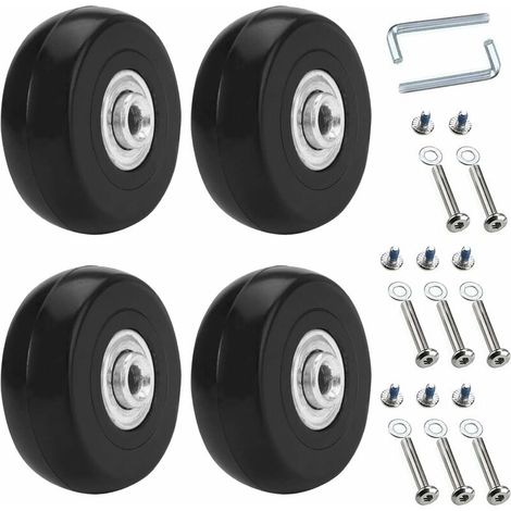 4 pièces Roue Valise Universelle,50 x18mm Roues De Rechange pour Bagages,Roulettes De Rechange pour Valise,Roues De Valise à Bagages,Caoutchouc Métal Valise Kit pour Valise,Chariot à Main,Poussette,TR (1/5)