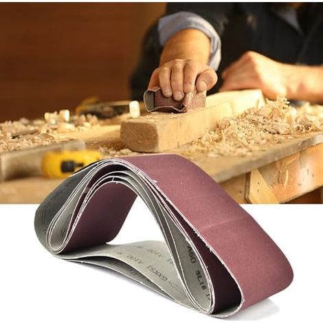 Courroie Abrasive 915x100mm  Lot de 5 Pièces Bandes Sans Fin Grains  80  120 150 240 400 pour Ponceuse à Bande Bois Métal et Meuble Atelier