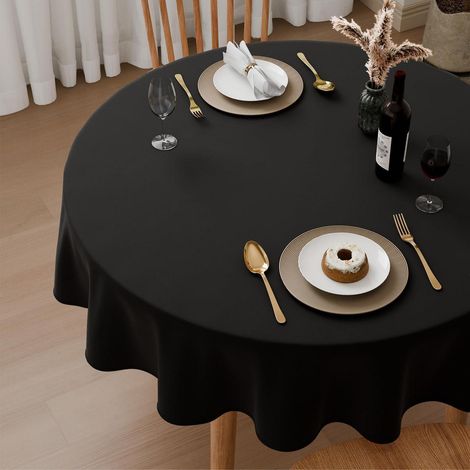 Nappe ronde 160cm Polyester, lavable, résistante aux intempéries, noire