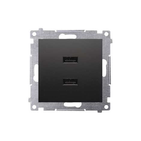 Chargeur 2 x USB (module), 2,1 A, 5 V CC, 230 V, noir mat Simon54 (1/4)