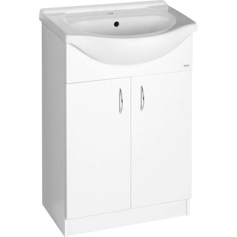 Aqualine Simplex Eco - Mueble de lavabo con lavabo 57x84x31 cm, blanco mate SIME600 (1/5)