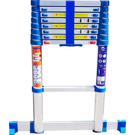 KELI - Echelle Télescopique 2,6M, Echelle Pliante, Escamotable, Fabriquée en Aluminium, Qualité Professionnelle, Certification 150 kg, EN131