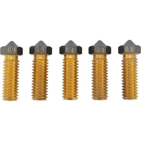 5 Pcs 3D Printer Hotend Nozzle 0.4mm Brass PTFE Coating Extruder Hot End Nozzle for 1.75mm Filament Volcano Nozzle