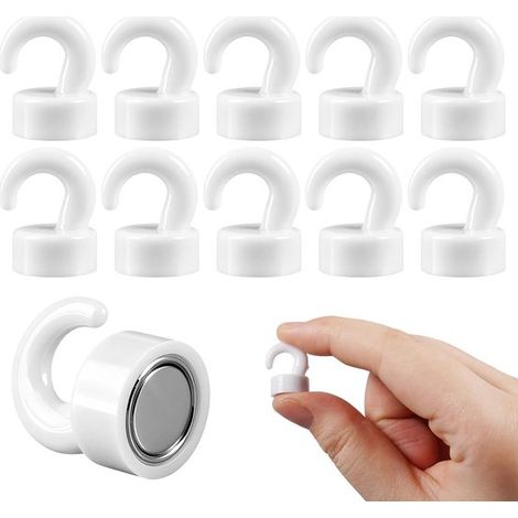 Set di 10 piccoli e robusti ganci magnetici (12 x 18 mm) per casa, scuola e ufficio. (1/5)