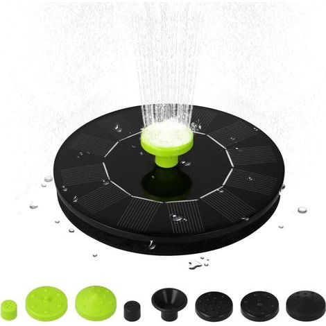Pair Fontaine Solaire Extérieur 6V 1W Pompe Bassin Solaire avec 5 Buses Fontaine Extérieure Debout Libre Pompe à Eau sans Brosse,pour Piscine Étang Jardin Patio