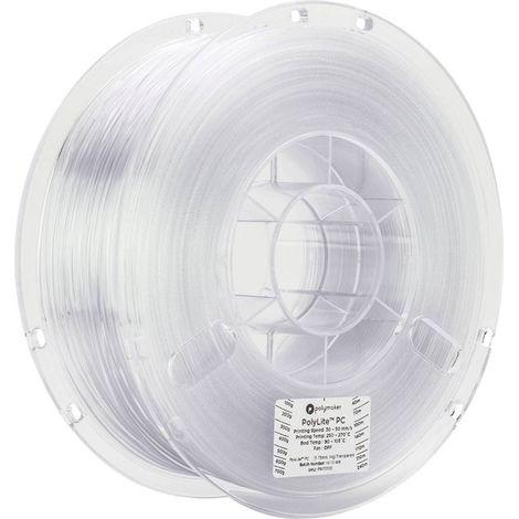 Polymaker PC01001 PolyLite Filamento per stampante 3D PC (policarbonato) Elevata rigidità, resistente al calore 1.75 mm
