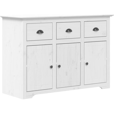 Credenza buffet cassettiera mobile contenitore organizer cucina soggiorno soggiorno BODO 115,5 x 44 x 80 cm legno massello di pino bianco 020030800